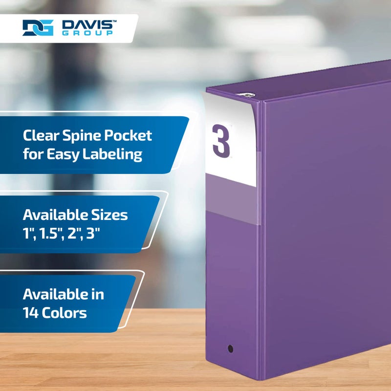 Davis Group Premium Economy 6-Pack 3-Ring Binders for School or Office, Round-Ring Binders, 3 Inch, Purple - Image 4